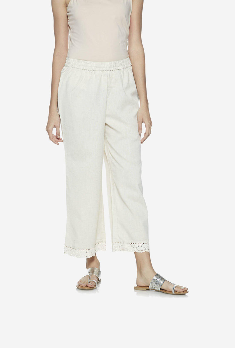 Utsa Off White Crochet Palazzos