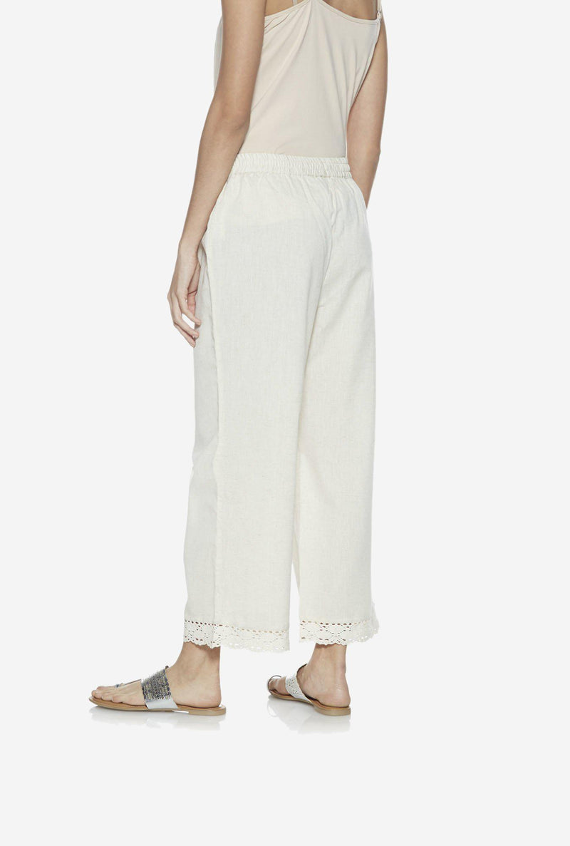 Utsa Off White Crochet Palazzos