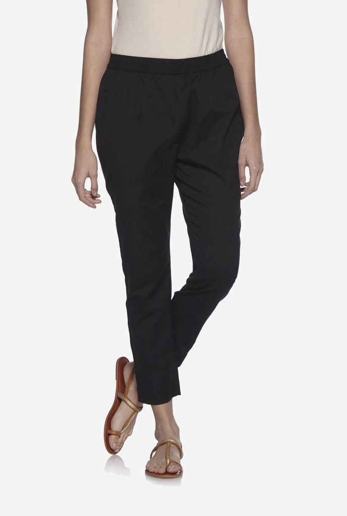 Utsa Black Slim Fit Ethnic Pants