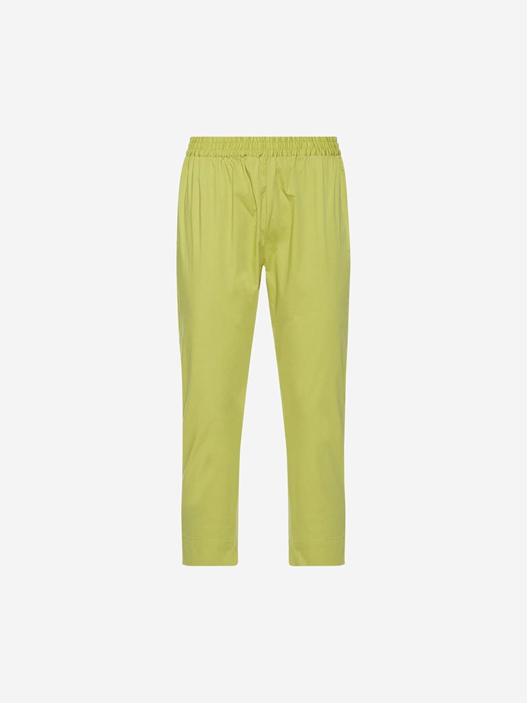 Utsa Lime Green Cropped Ethnic Pencil Pants