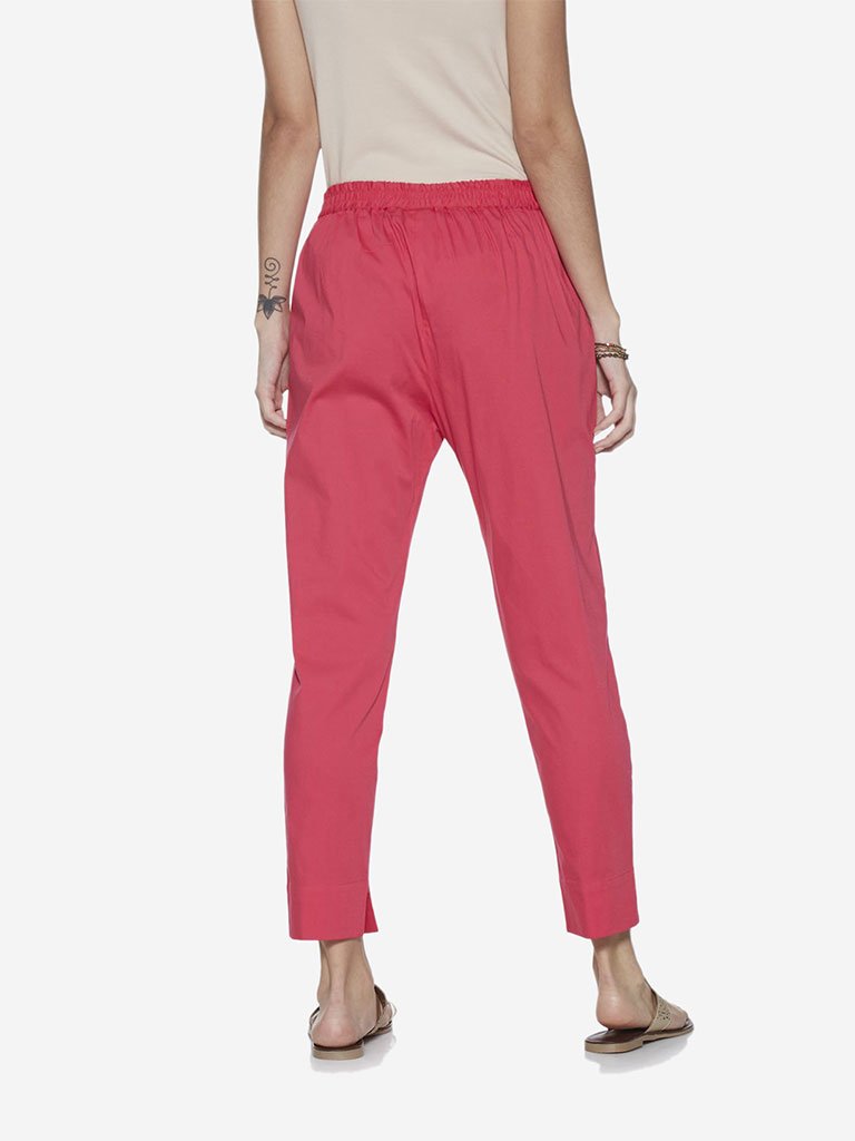 Utsa Pink Pencil-Fit Ethnic Pants