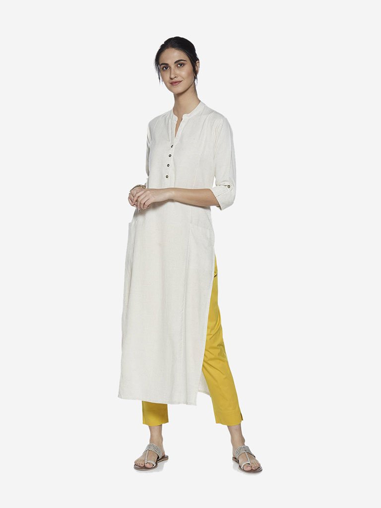 Utsa Yellow Cropped Ethnic Pencil Pants