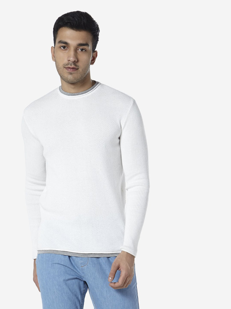 ETA White Knit-Finish Slim Fit T-Shirt