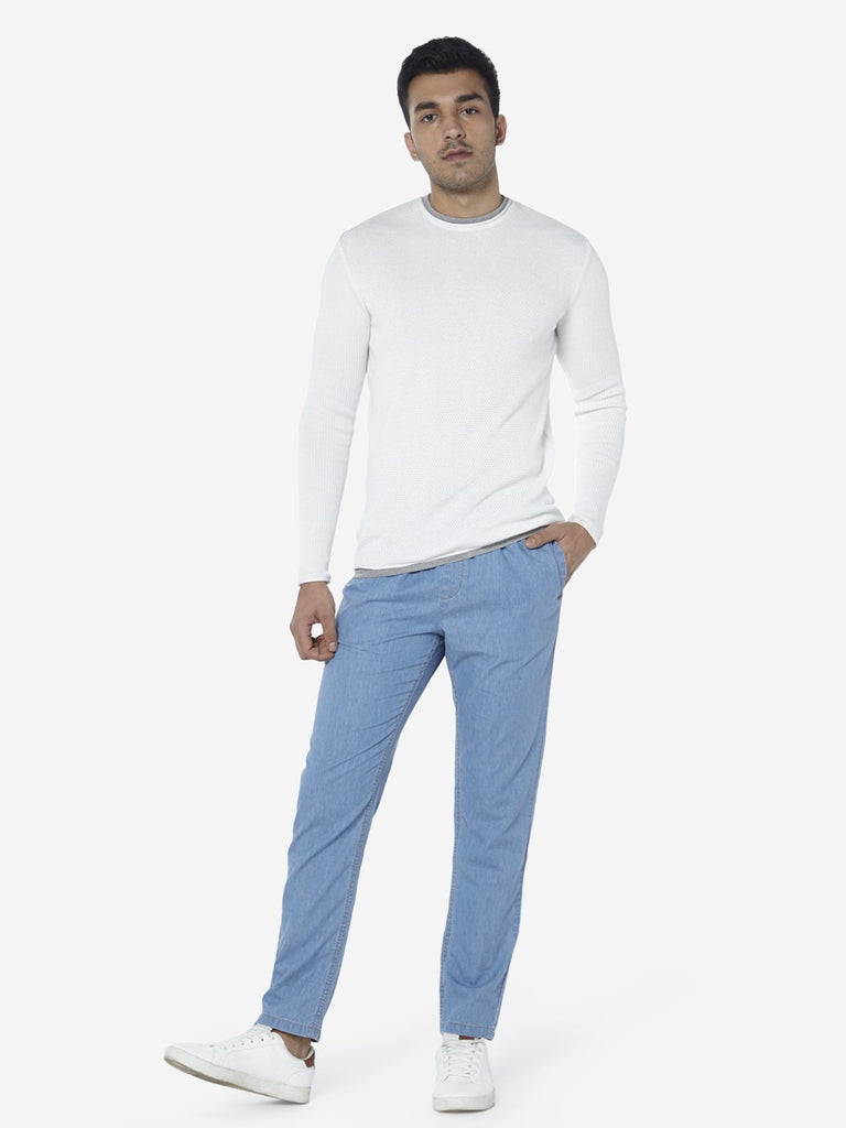 ETA White Knit-Finish Slim Fit T-Shirt