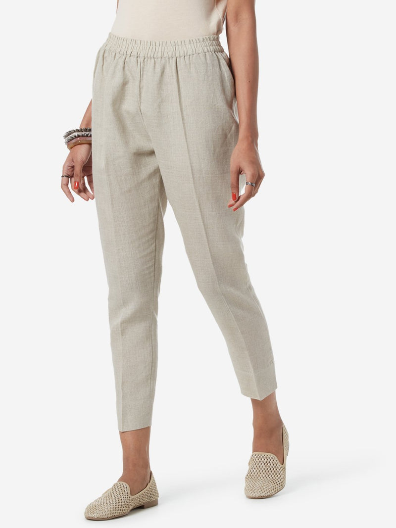 Zuba Taupe Slim Fit Ethnic Pants