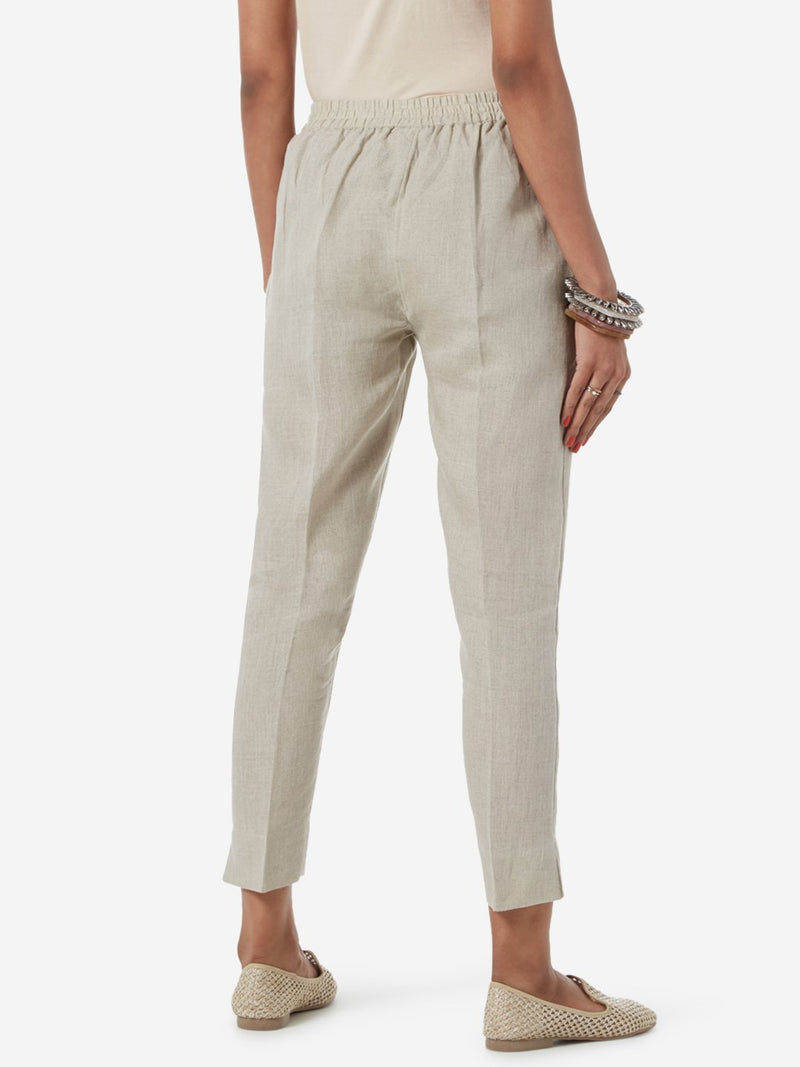 Zuba Taupe Slim Fit Ethnic Pants