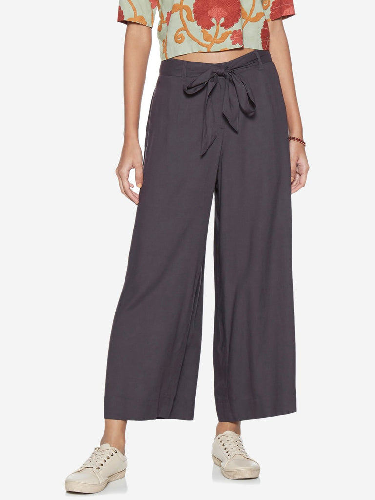 Bombay Paisley Charcoal Palazzos With Belt