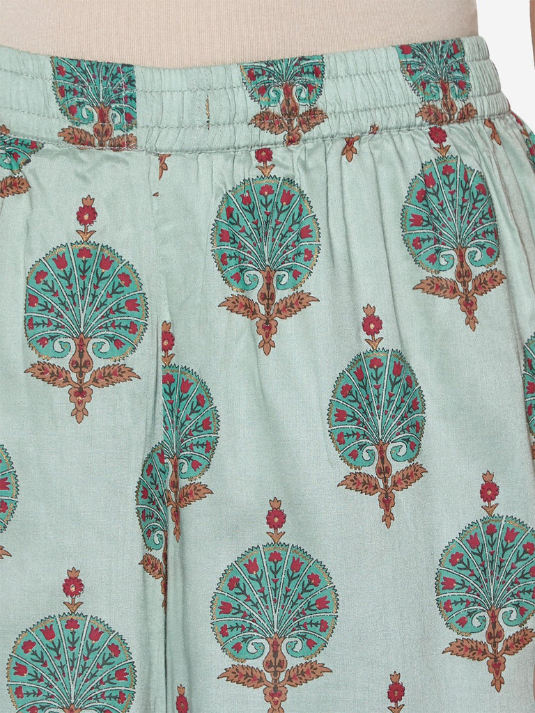 Zuba Mint Printed Ethnic Pants