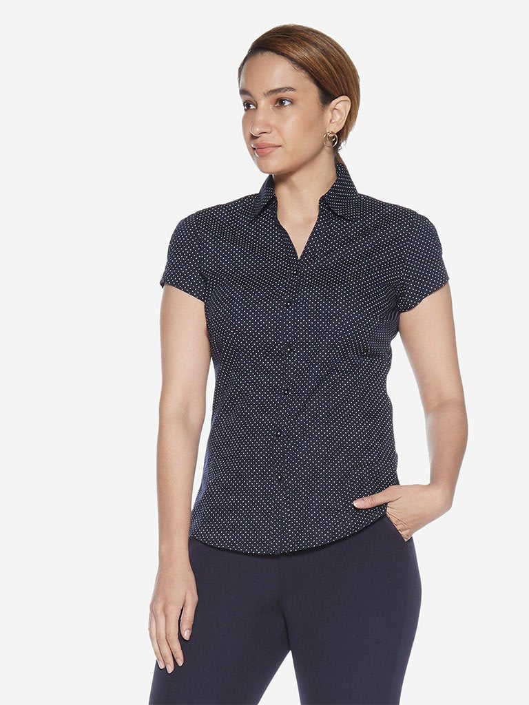 Wardrobe Navy Printed Nancy Blouse