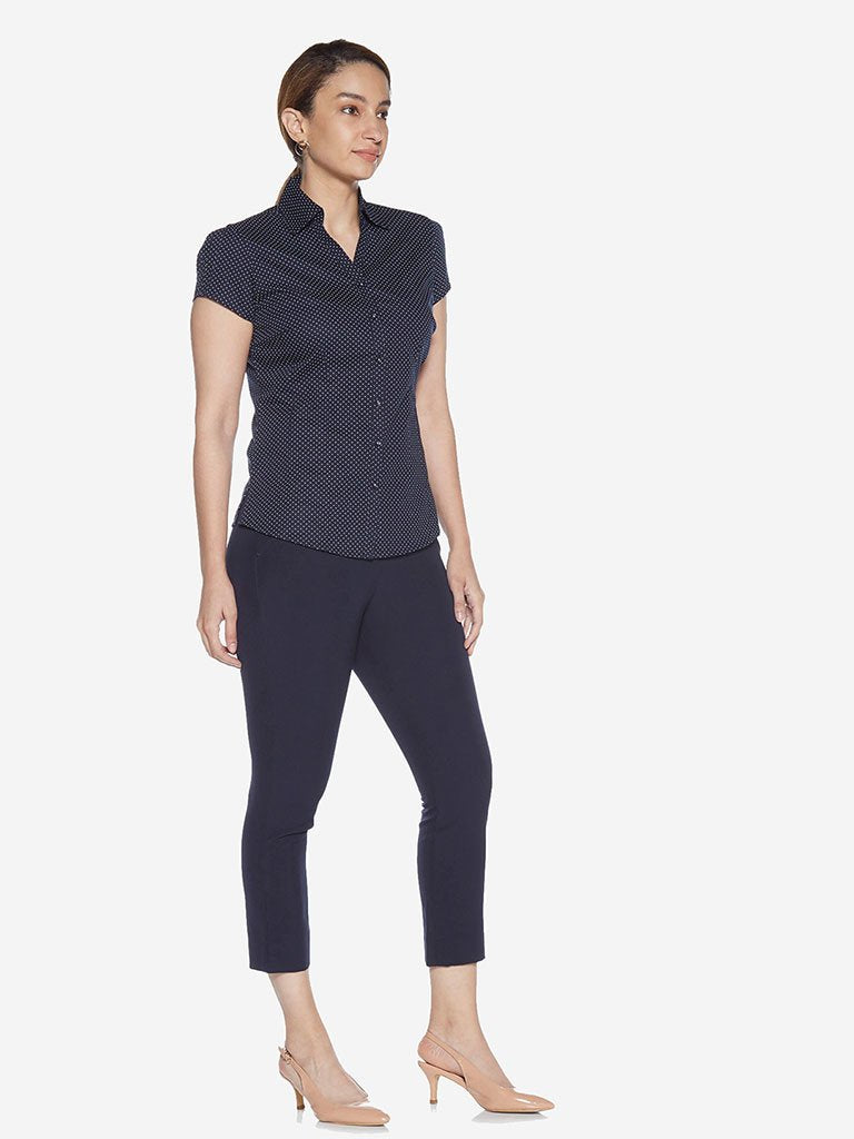 Wardrobe Navy Printed Nancy Blouse