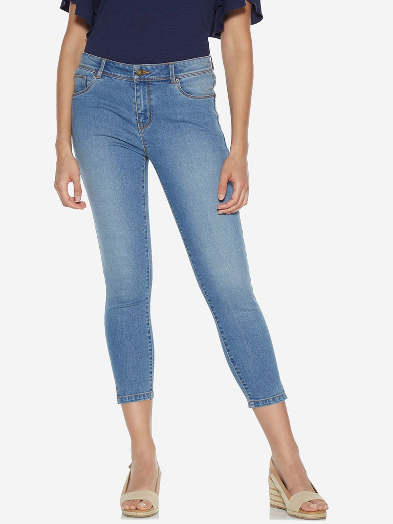 LOV Blue Faded Wash Cropped Jeans