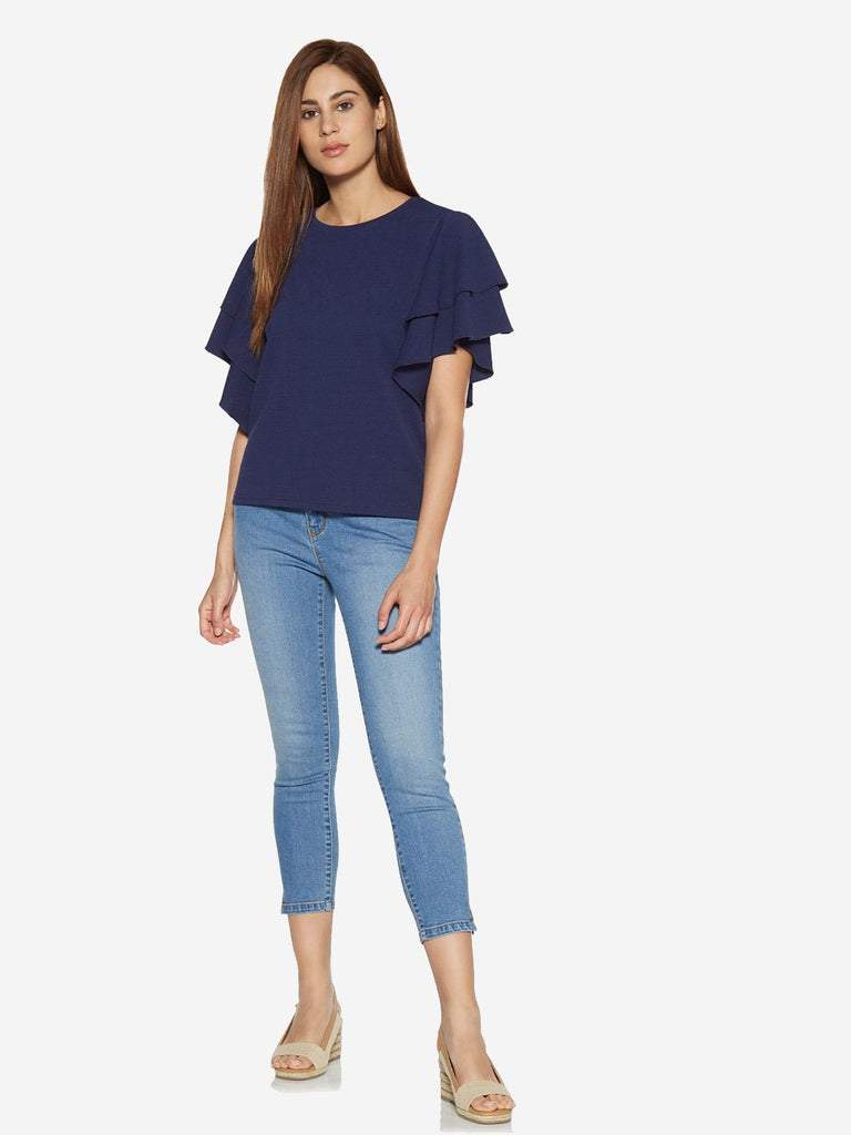 LOV Blue Faded Wash Cropped Jeans