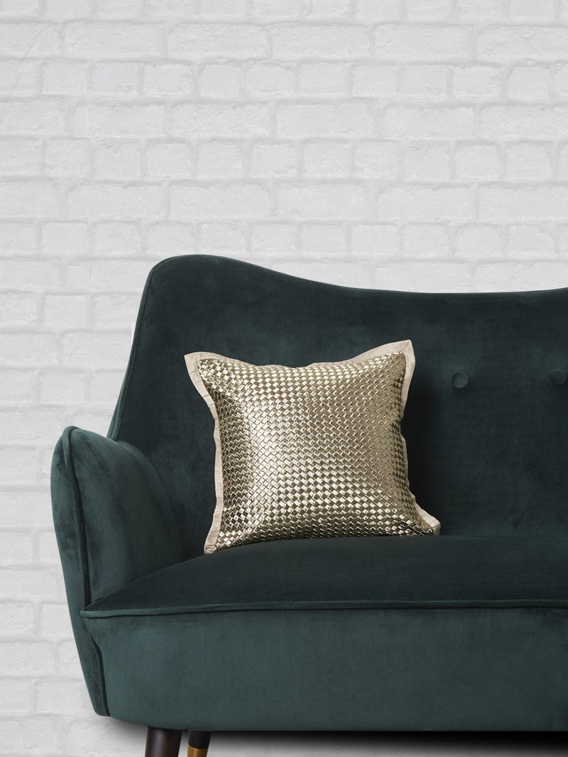 Westside Home Gold Checked Cushion Cover