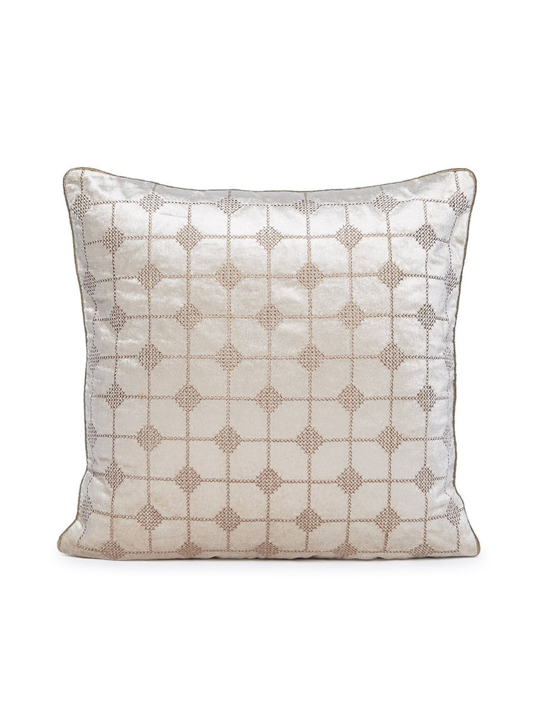 Westside Home Beige Embroidered Cushion Cover