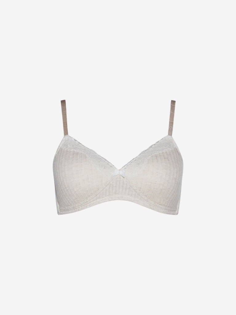 Wunderlove Oat Melange Rib Patterned Padded Bra