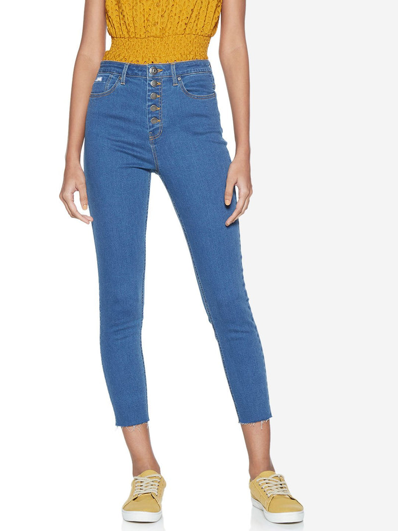 Nuon Blue Cropped High-Waist Jeans