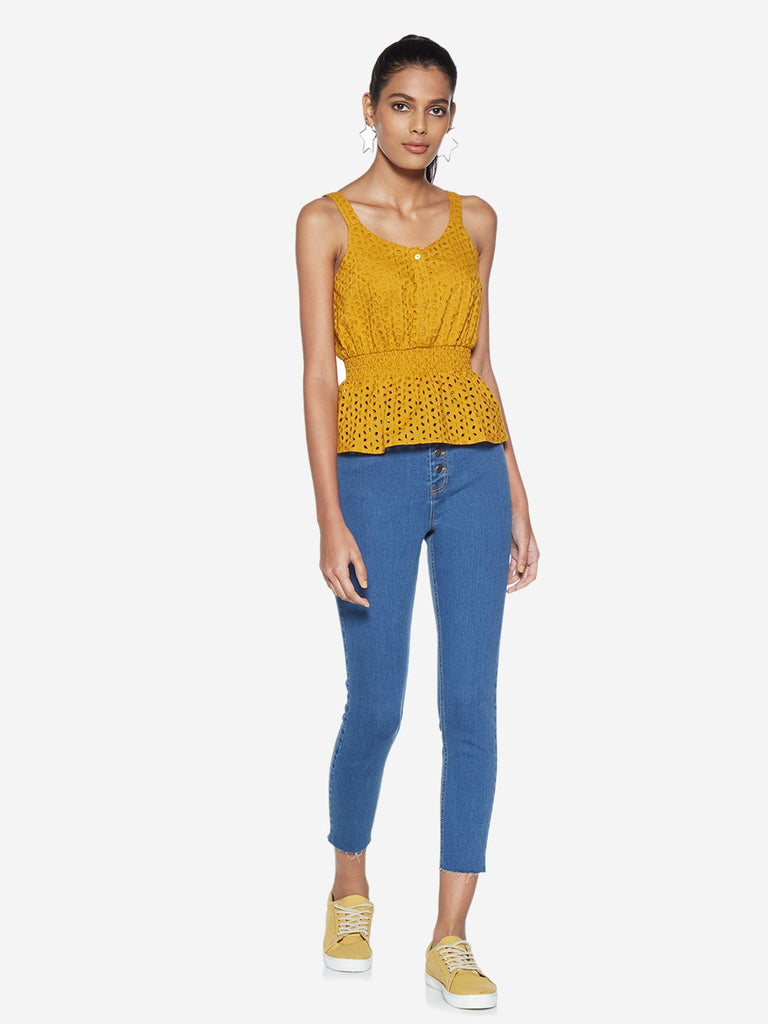 Nuon Blue Cropped High-Waist Jeans