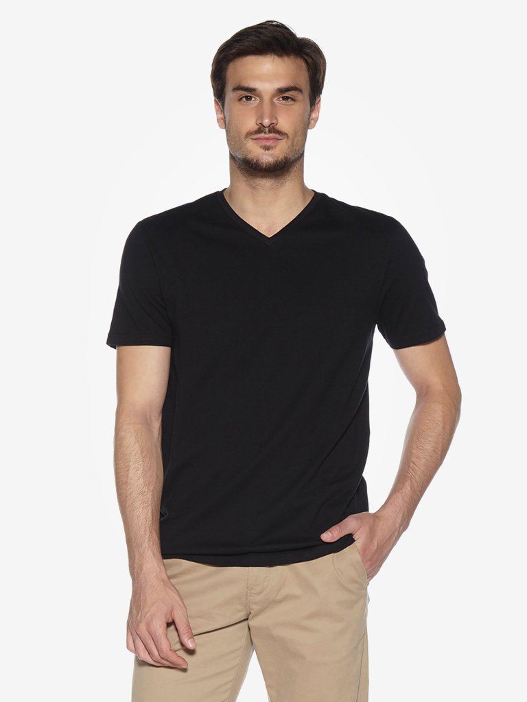 WES Casuals Black Slim Fit T-Shirt