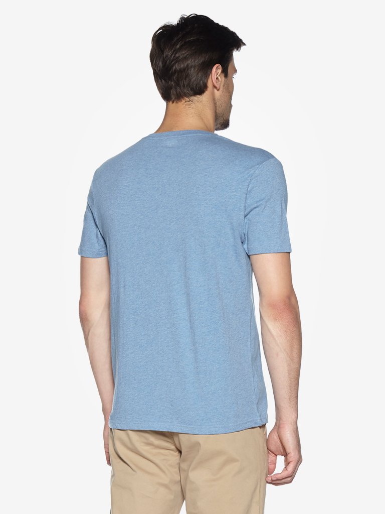 WES Casuals Blue Melange Slim Fit T-Shirt