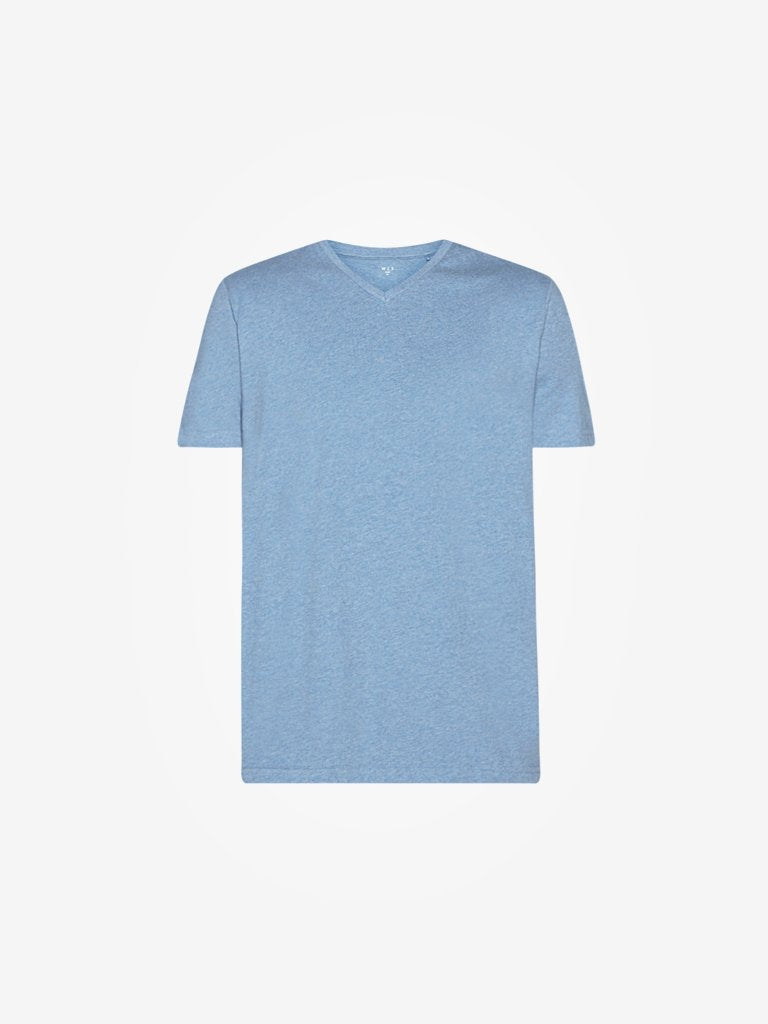 WES Casuals Blue Melange Slim Fit T-Shirt