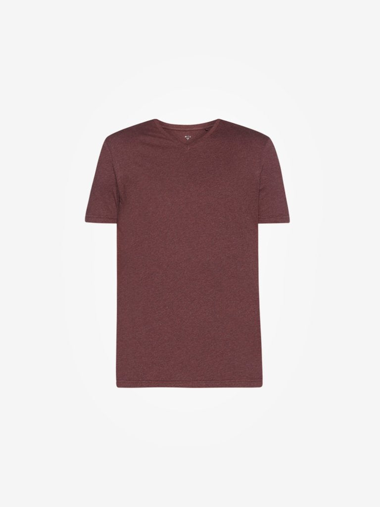 WES Casuals Maroon Melange Slim Fit T-Shirt
