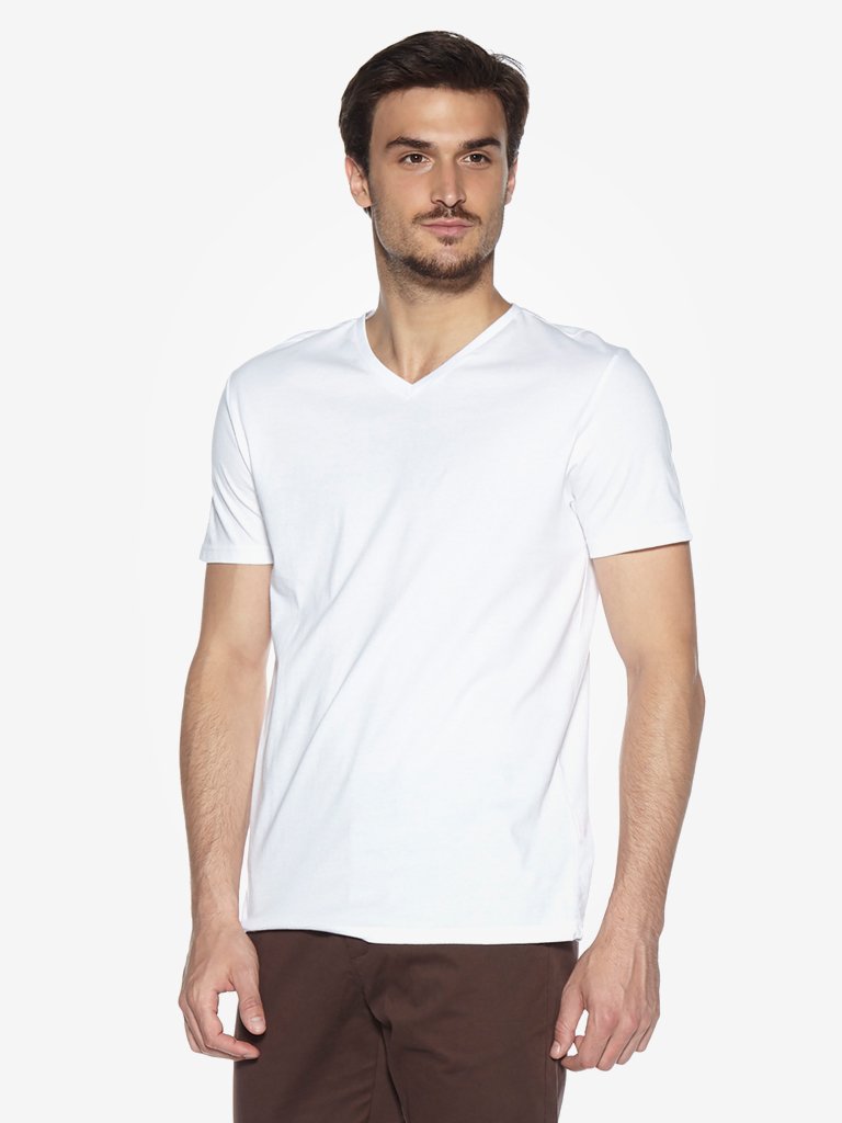 WES Casuals White Slim Fit T-Shirt