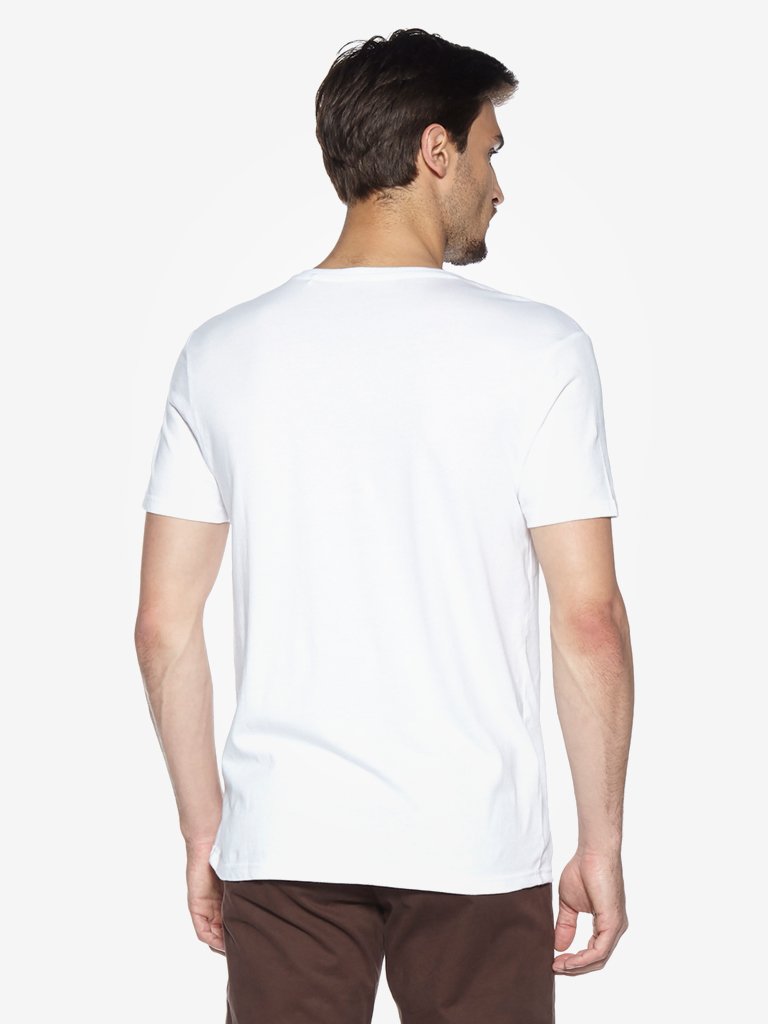 WES Casuals White Slim Fit T-Shirt