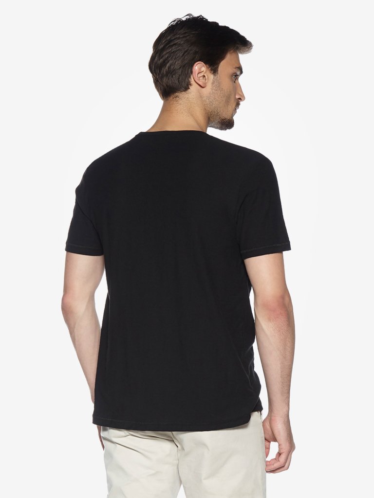 WES Casuals Black Slim Fit Crewneck T-Shirt