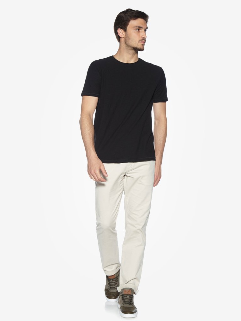 WES Casuals Black Slim Fit Crewneck T-Shirt