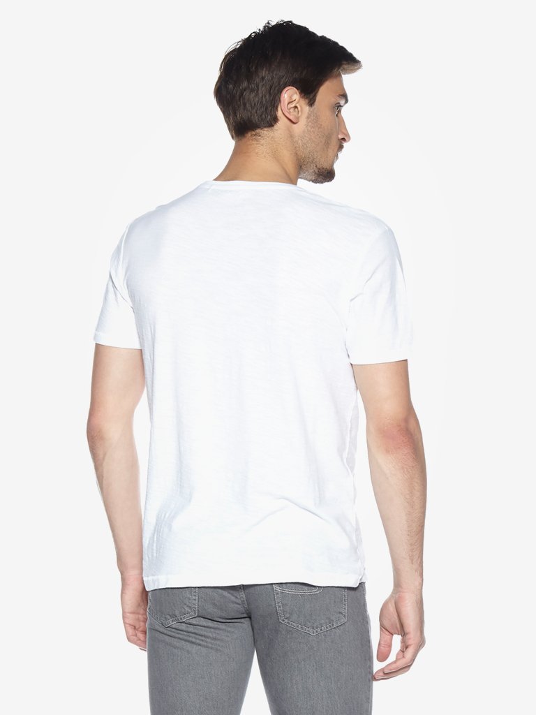 WES Casuals White Slim Fit Crewneck T-Shirt