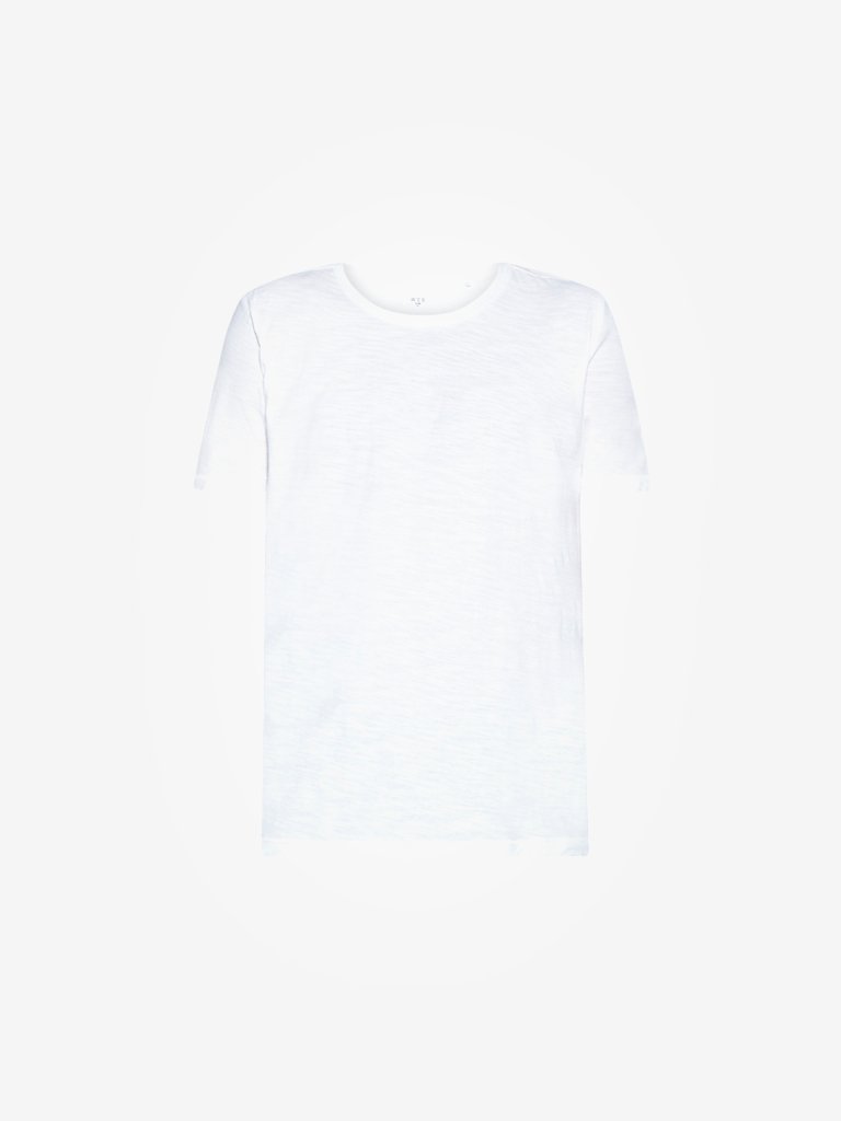 WES Casuals White Slim Fit Crewneck T-Shirt