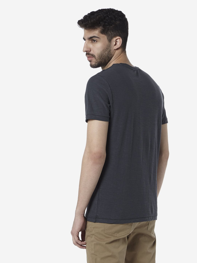 WES Casuals Dark Grey Slim Fit T-Shirt