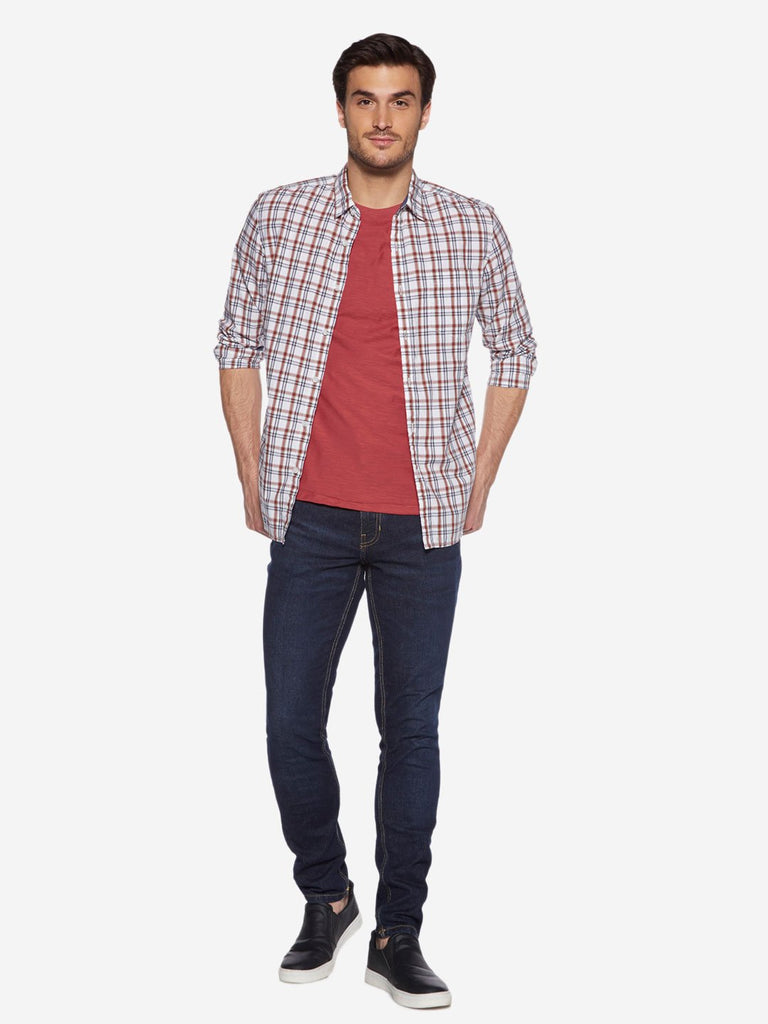 WES Casuals Red Pure Cotton Slim-Fit T-Shirt