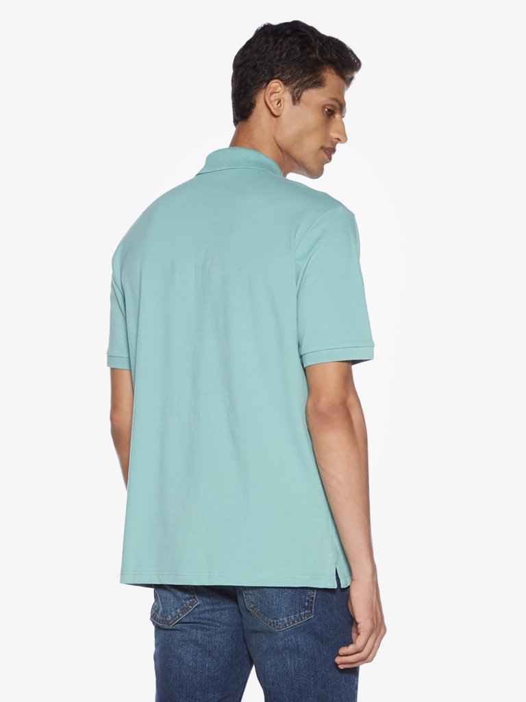 WES Casuals Mint Relaxed Fit Polo T-Shirt