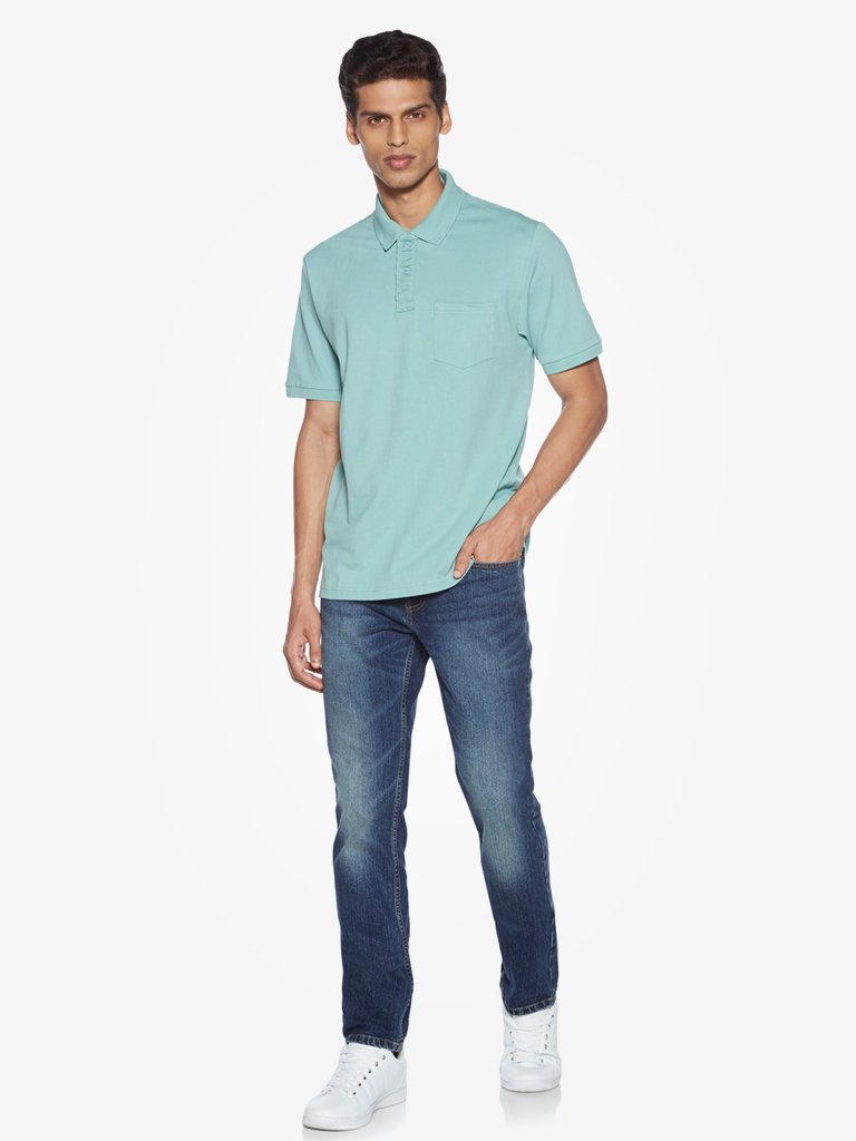 WES Casuals Mint Relaxed Fit Polo T-Shirt