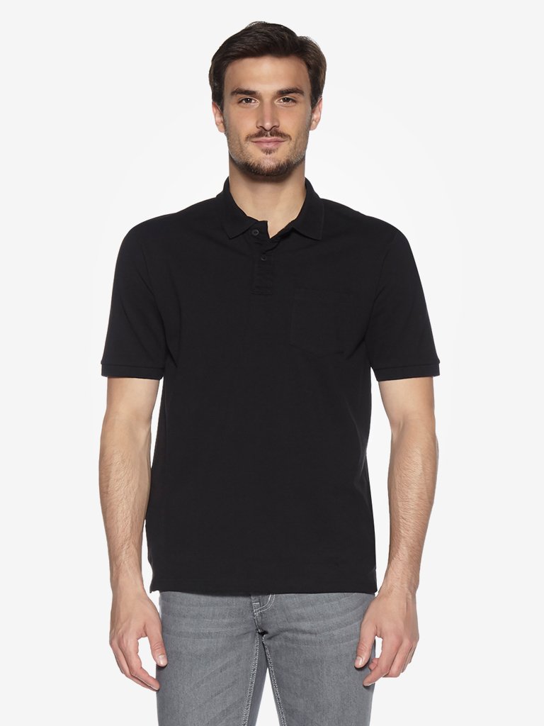 WES Casuals Black Relaxed Fit Polo T-Shirt