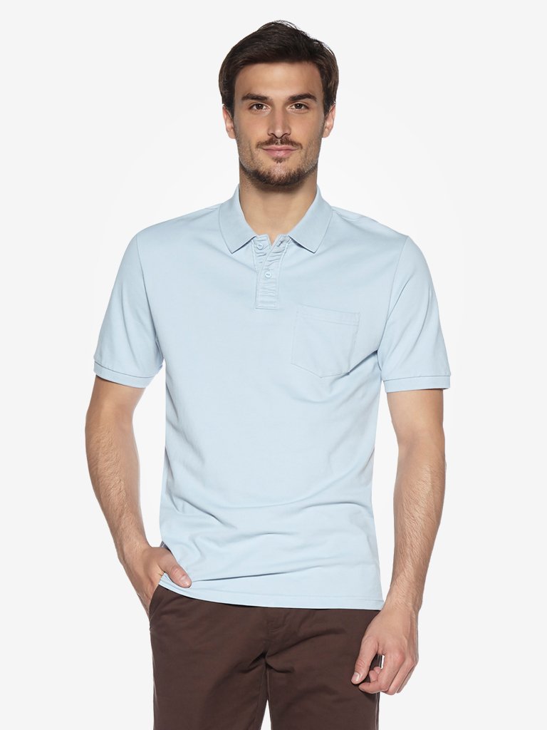 WES Casuals Light Blue Relaxed Fit Polo T-Shirt