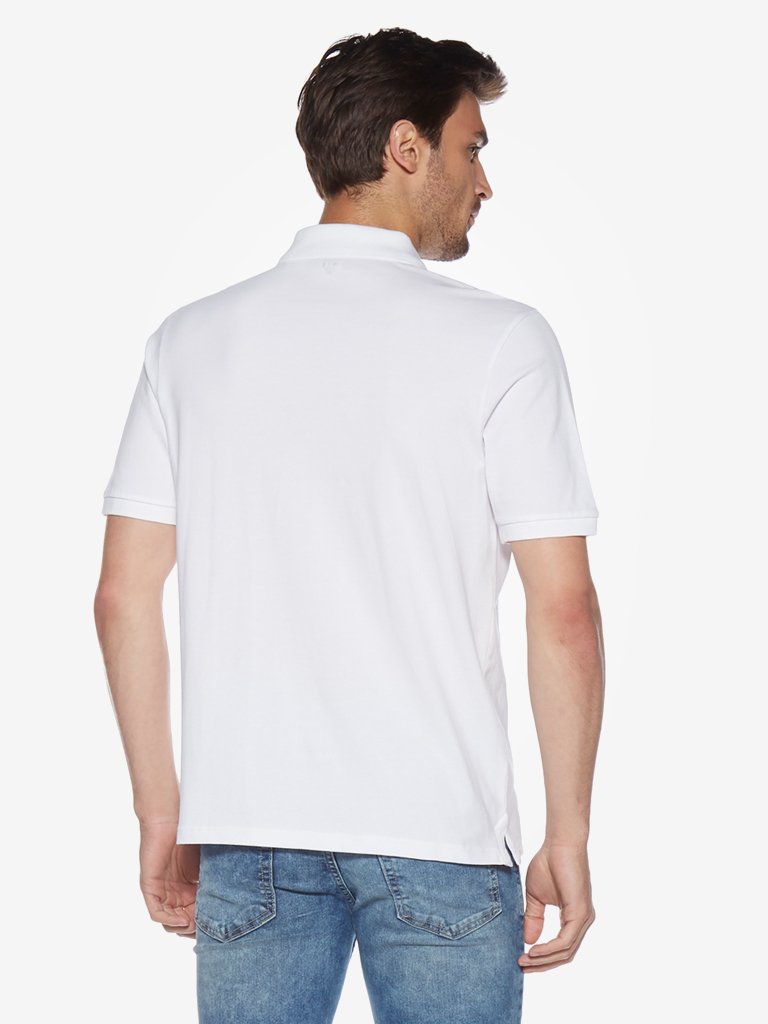 WES Casuals White Relaxed Fit Polo T-Shirt