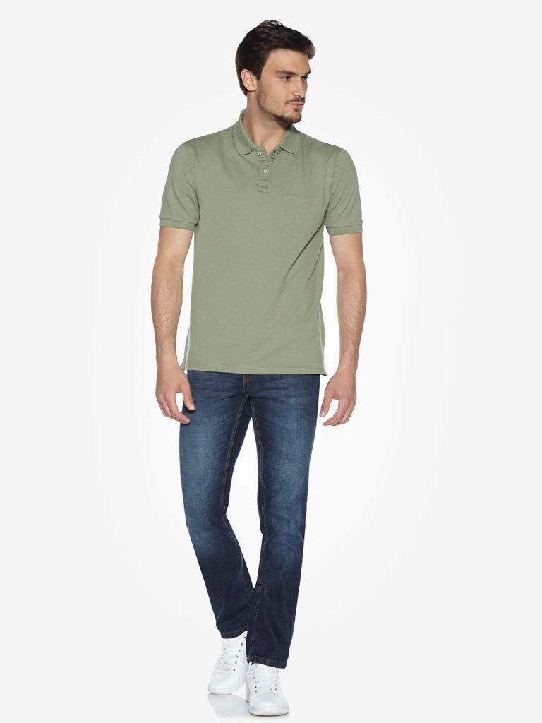 WES Casuals Olive Relaxed Fit Polo T-Shirt