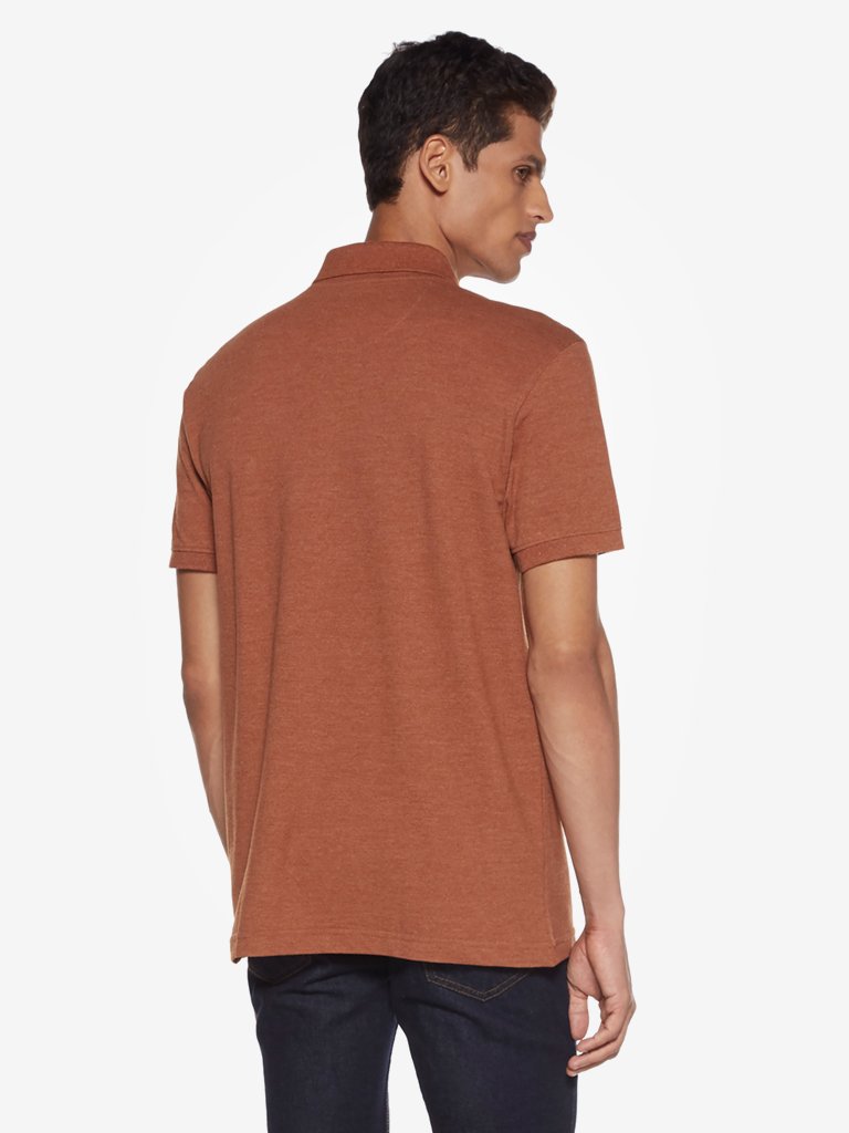 WES Casuals Brown Slim Fit Polo T-Shirt