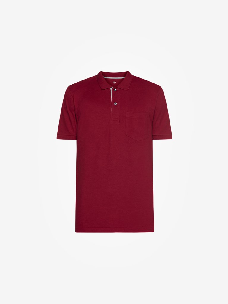 WES Casuals Maroon Slim Fit Polo T-Shirt