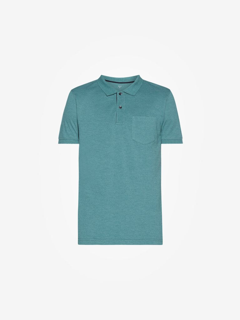 WES Casuals Green Mel Slim Fit Polo T-Shirt
