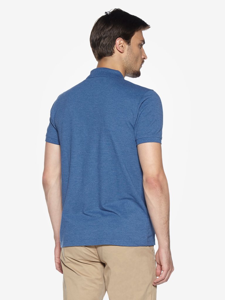WES Casuals Indigo Melange Slim Fit Polo T-Shirt