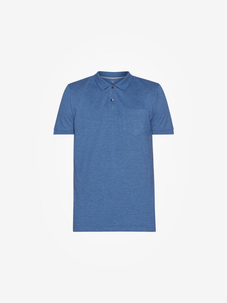 WES Casuals Indigo Melange Slim Fit Polo T-Shirt