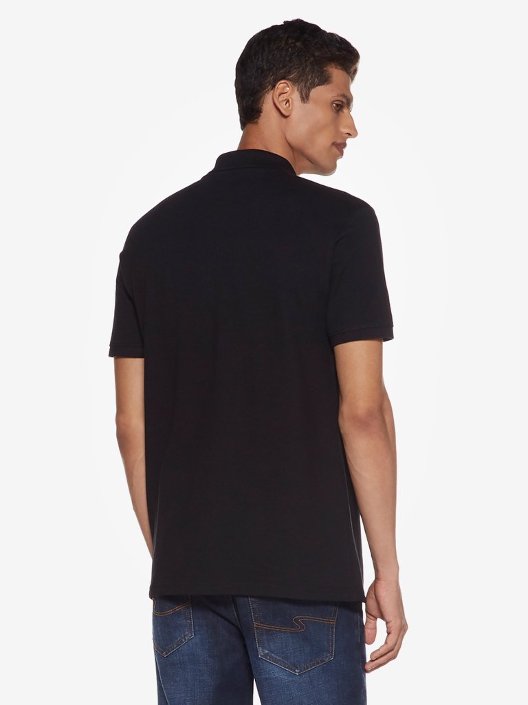 WES Casuals Black Slim Fit Polo T-Shirt
