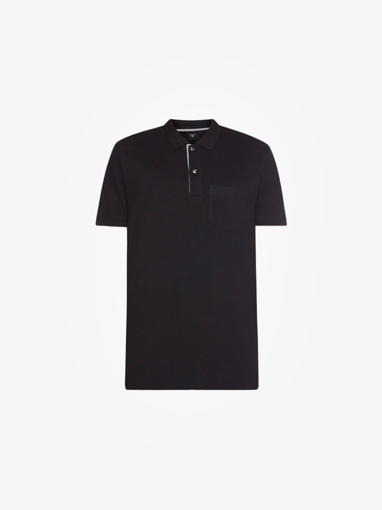 WES Casuals Black Slim Fit Polo T-Shirt