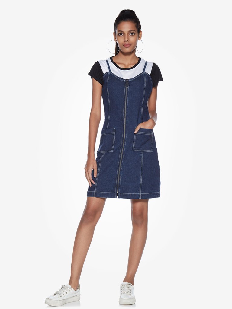 Nuon Dark Blue Denim Geneva Pinafore
