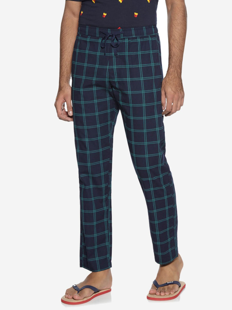 WES Lounge Navy Chequered Relaxed Fit Pyjamas