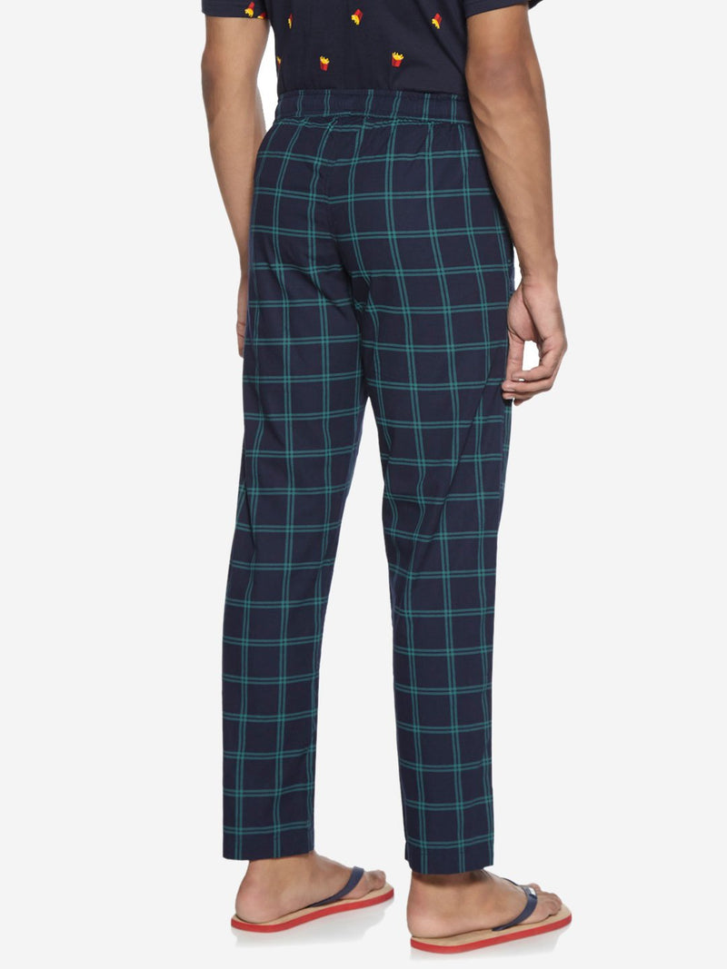 WES Lounge Navy Chequered Relaxed Fit Pyjamas