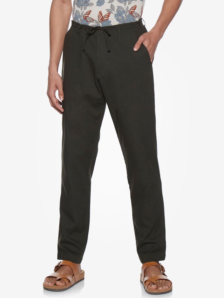 ETA Dark Khaki Slim Fit Trousers